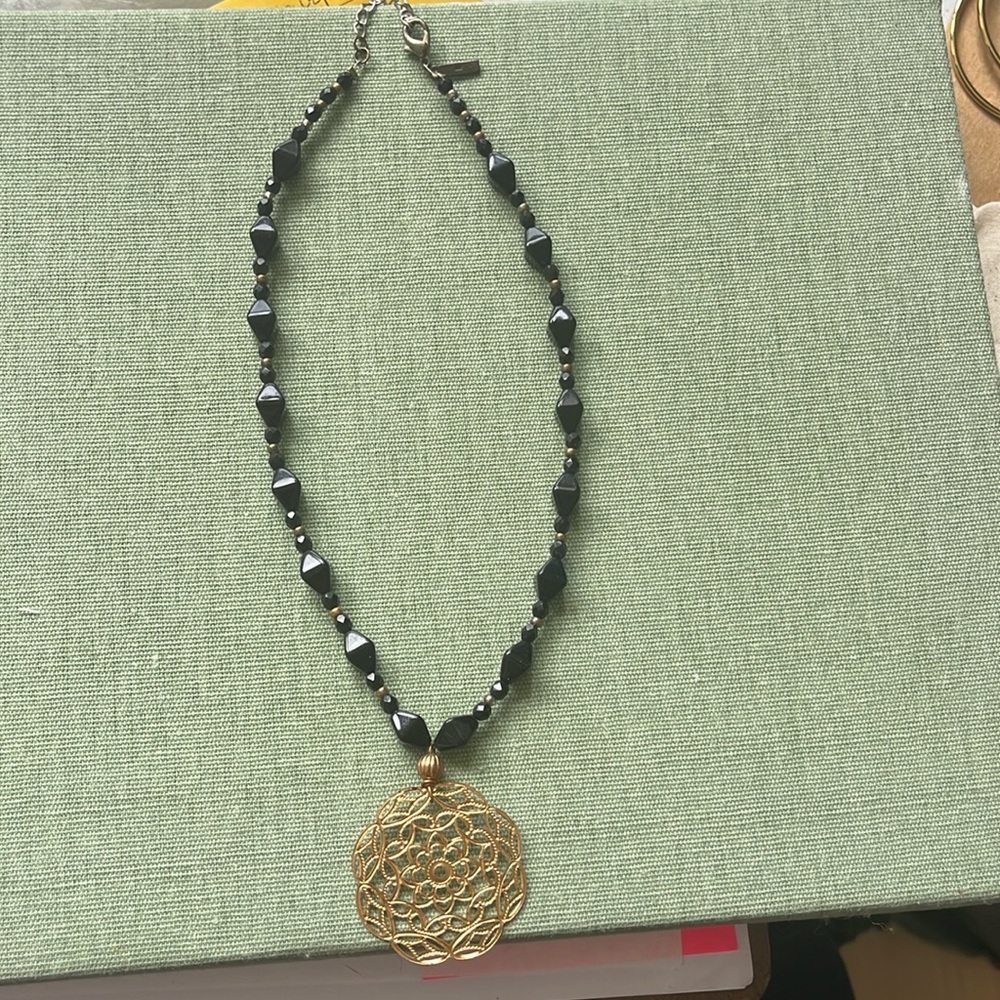 Black and gold beaded necklace